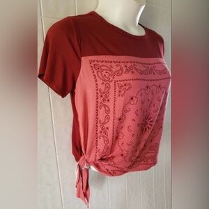 Terra & Sky Red and Pink Short Sleeve Top